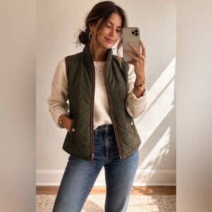 G.H. Bass & Co Quilted Puffer Vest - Olive Green - Size Small